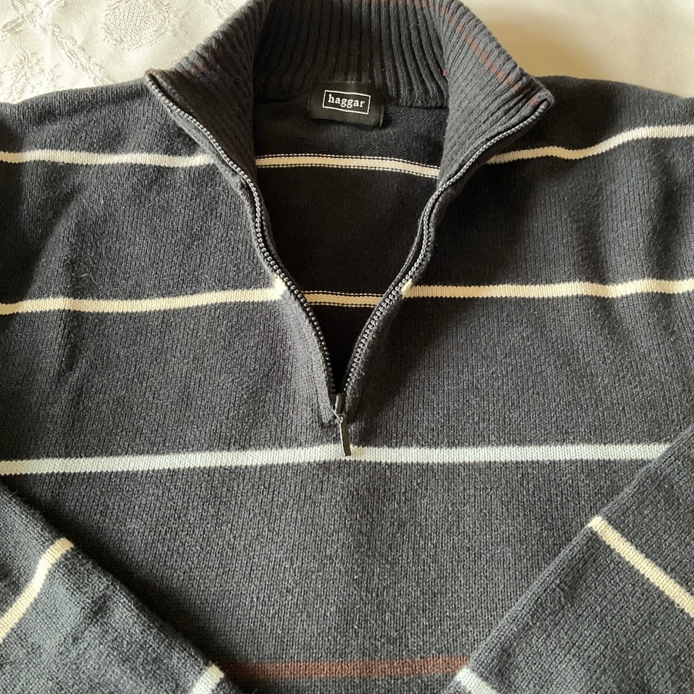 Men’s Half-zip Cotton Sweater by Haggar, size XL, Fits more like a L